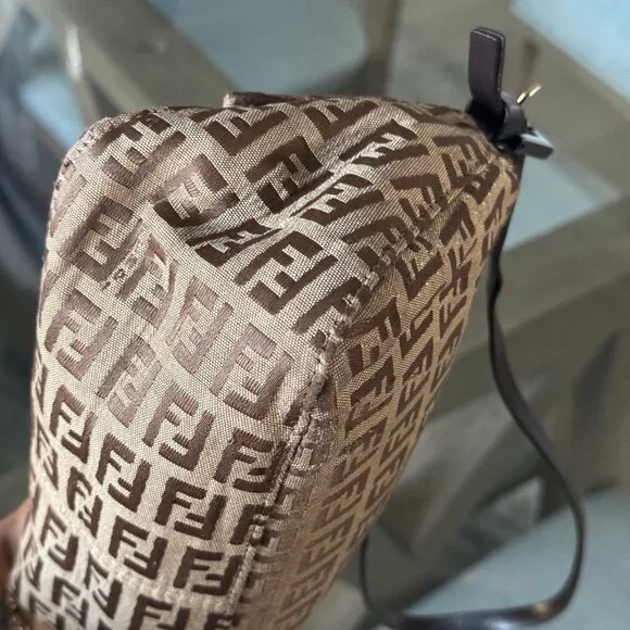 FENDI ZUCCHINO CANVAS Mama Forever Baguette Brown Mini - Picture 11 of 13